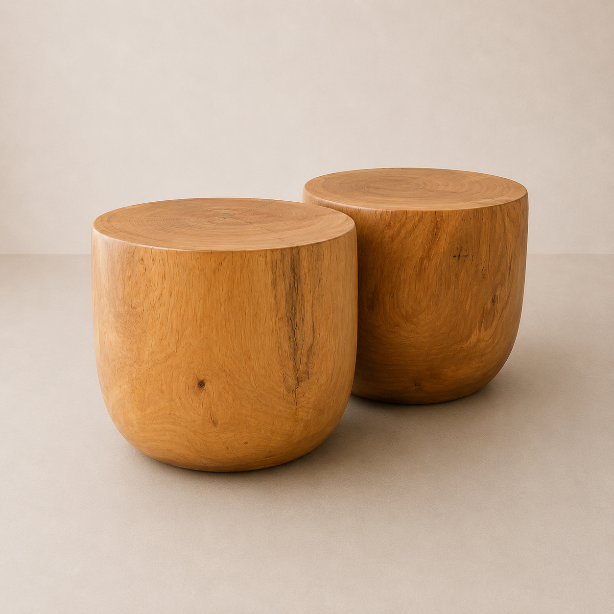 conjunto mesa de centro organica redonda madeira maciça arboreal