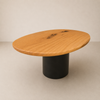 mesa oval madeira maciça pé ebanizado