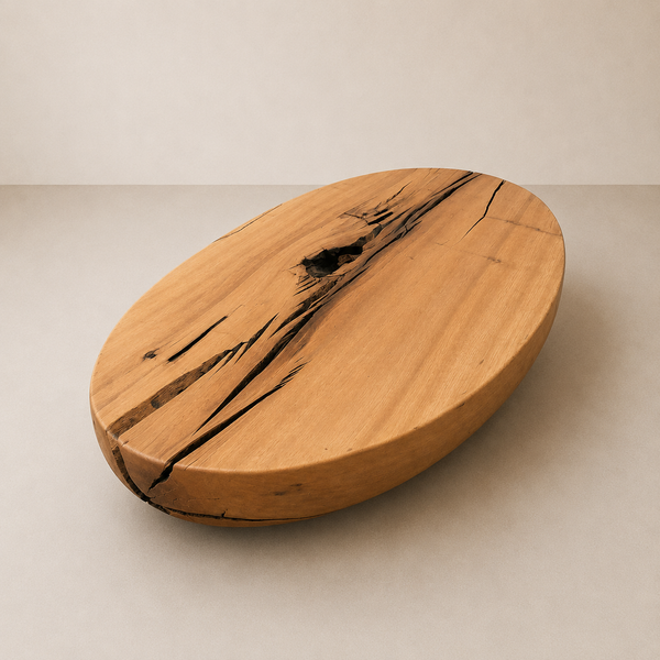 mesa de centro ovale madeira maciça rustica arboreal