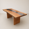 mesa de jantar madeira maciça com vidro