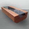 mesa de centro madeira maciça rustica arboreal com vidro