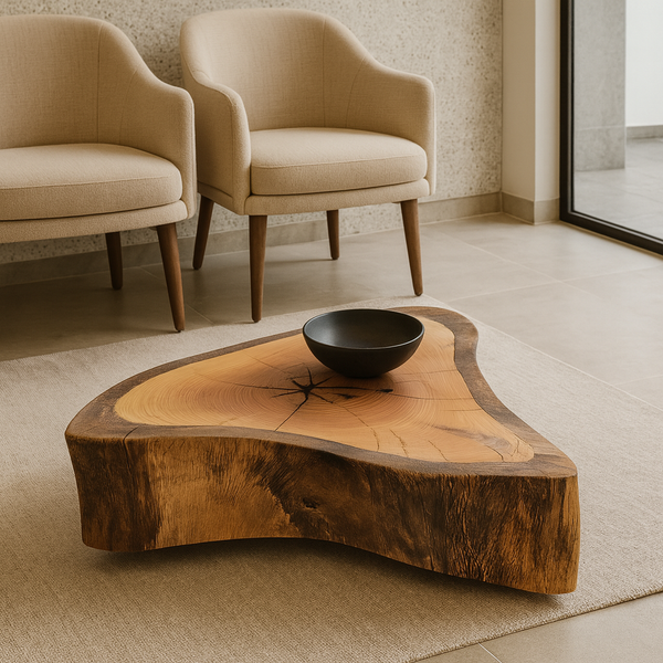 Mesa de centro organica tronco madeira maciça pronta entrega arboreal