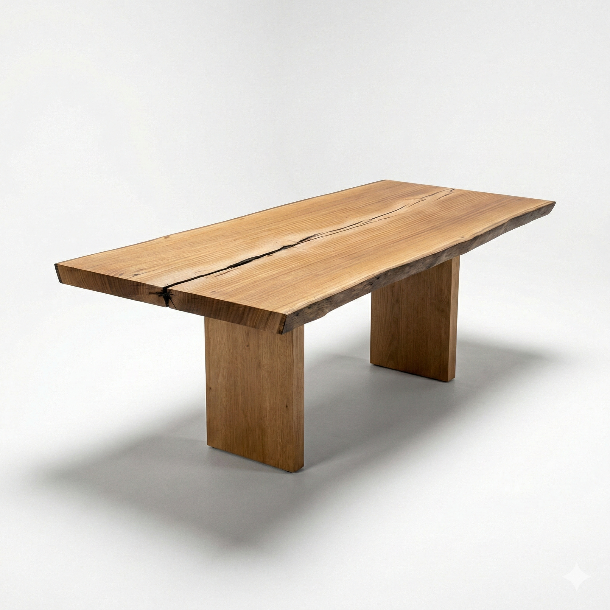 mesa organica arboreal madeira maciça com pe de madeira tampo rustico com fenda