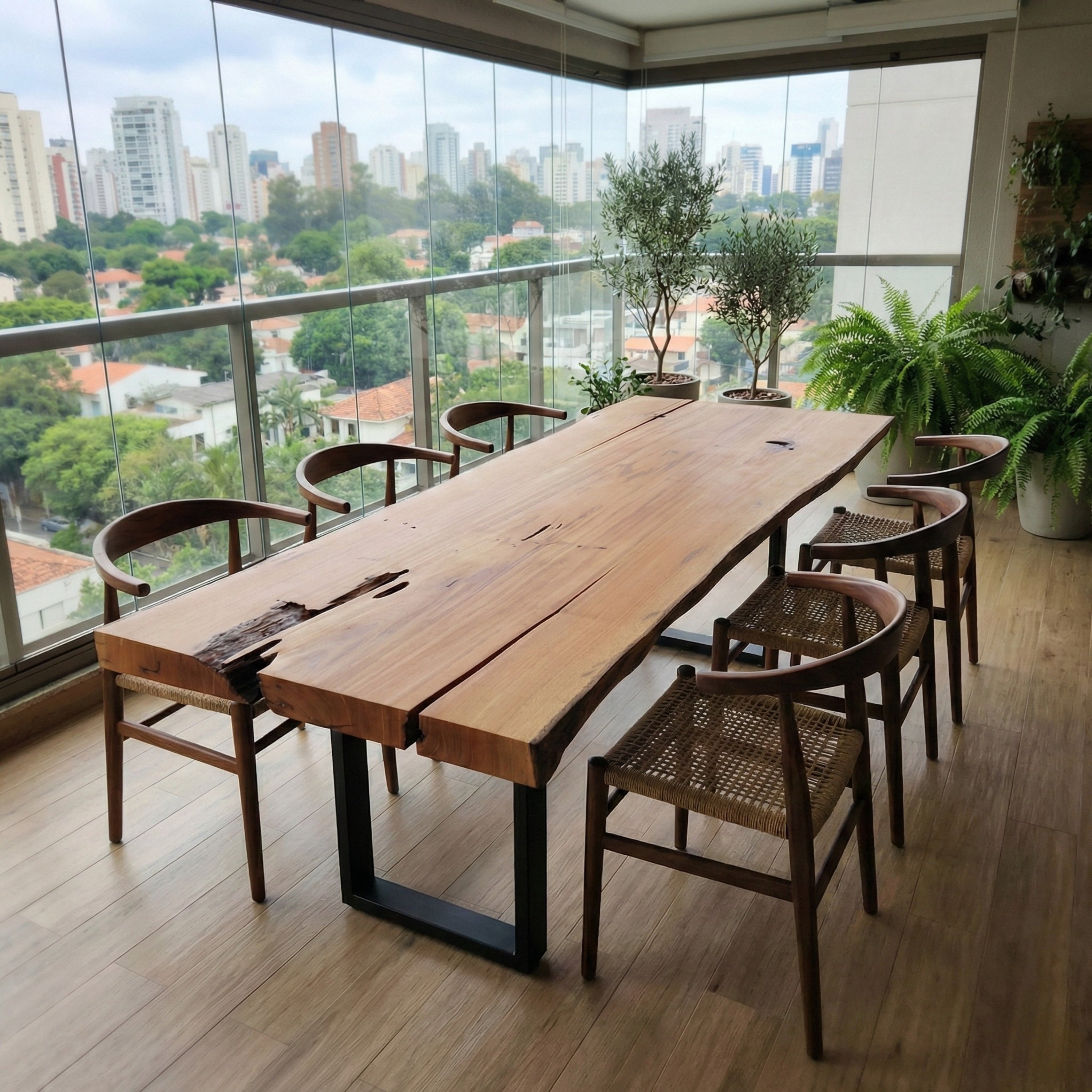 mesa organica madeira maciça 8 lugares arboreal