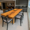 mesa madeira maciça organica varanda gourmet 8 lugares pronta entrega arboreal pes de madeira