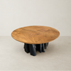 mesa madeira maciça redonda base rustica preta arboreal