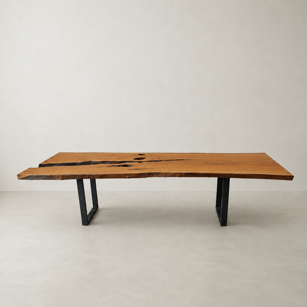 Mesa orgânica linha rústica ArboREAL, em madeira maciça 300x105 cm, pronta entrega, ideal para salas amplas, até 12 lugares.
