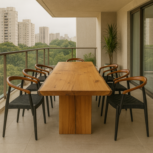 mesa madeira maciça 8 lugares pronta entrega arboreal varanda gourmet 