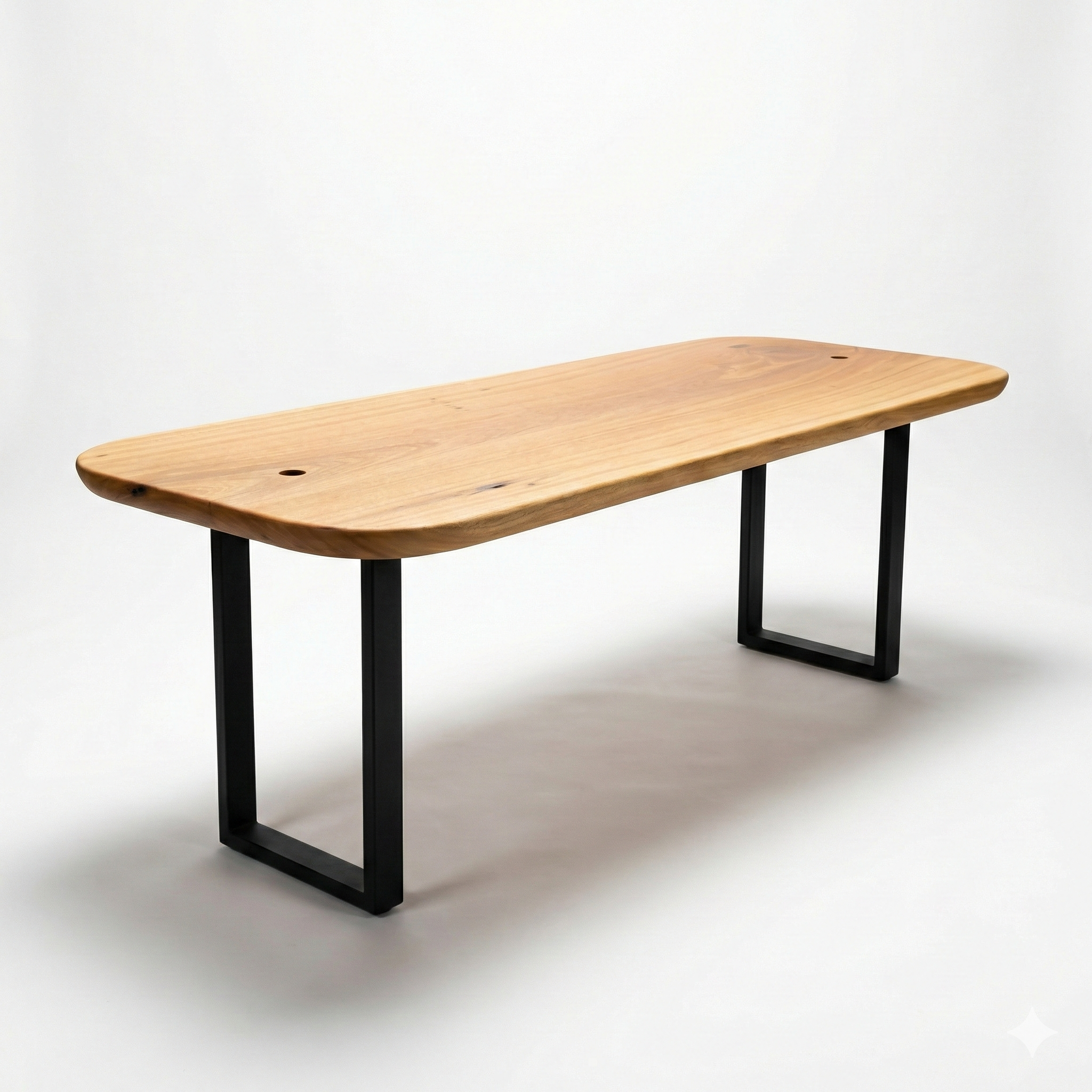 mesa reuniao madeira maciça com recorte pra tomada