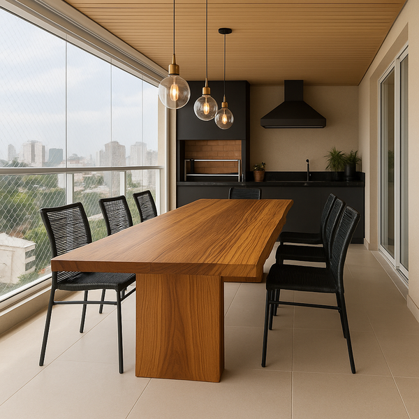 mesa rustica pes de madeira varanda gourmet 8 lugares pronta entrega arboreal