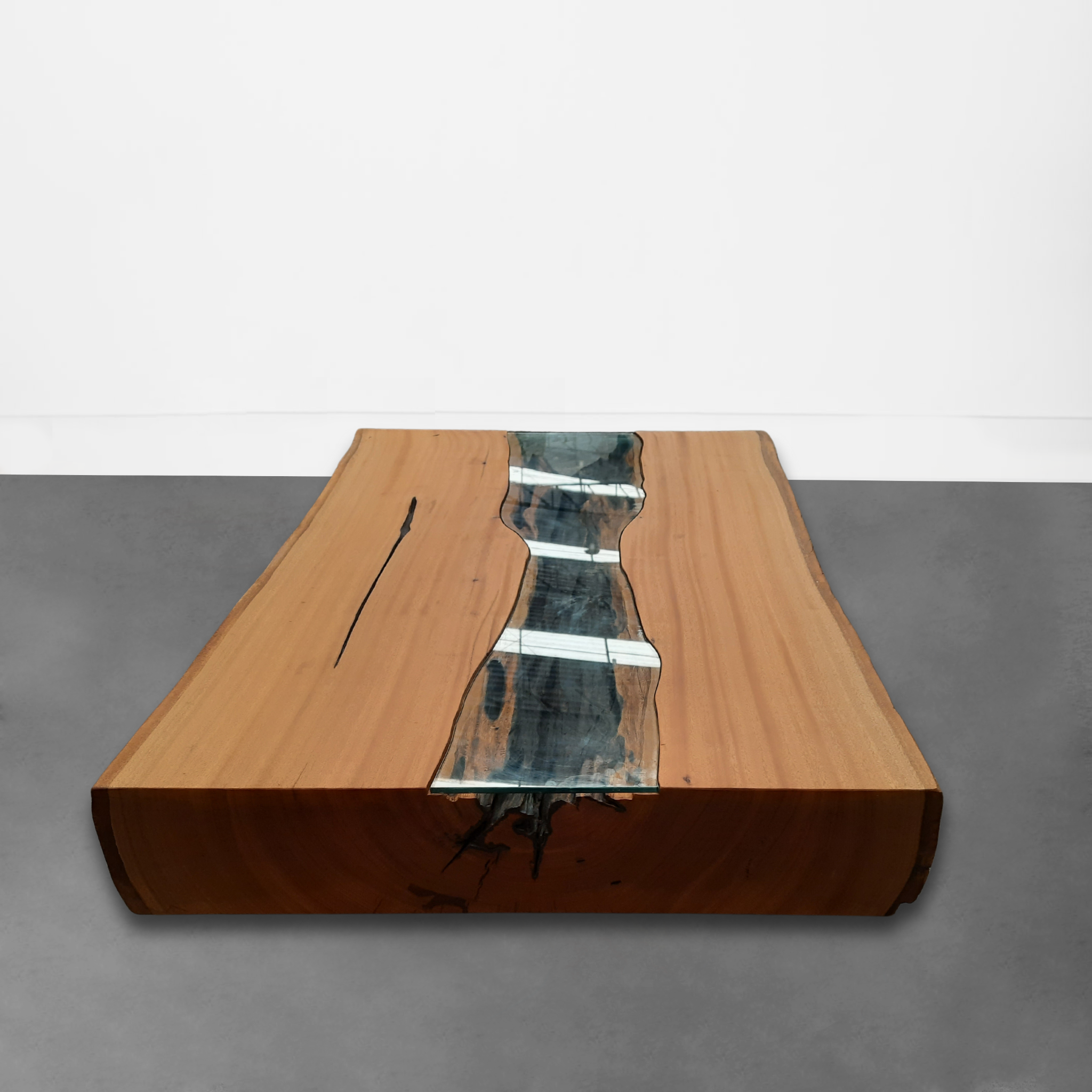 mesa de centro de tronco madeira