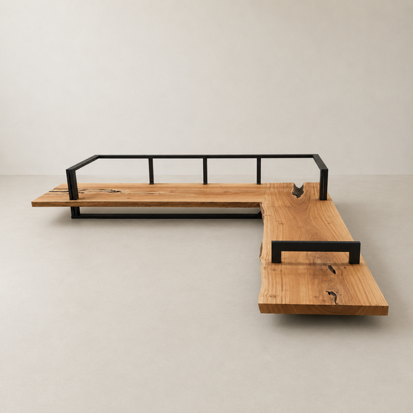 sofa em L com chaise madeira maciça arboreal